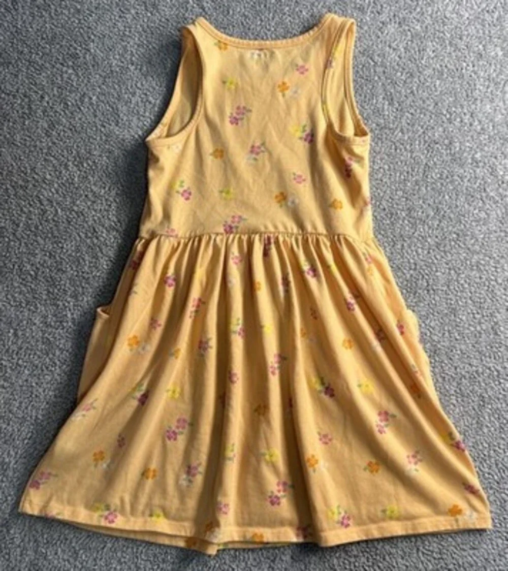 Cat & Jack Girls Peachy-Orange Floral Sundress Sleeveless Ruffle Neck M (8)